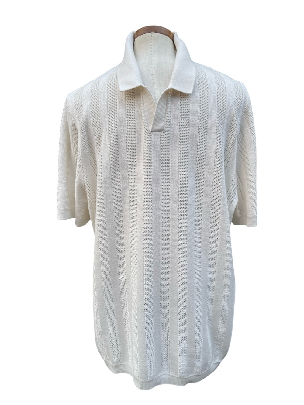 Lululemon Athletica Men's Openwork Knit Polo in Light Ivory Sz XXL